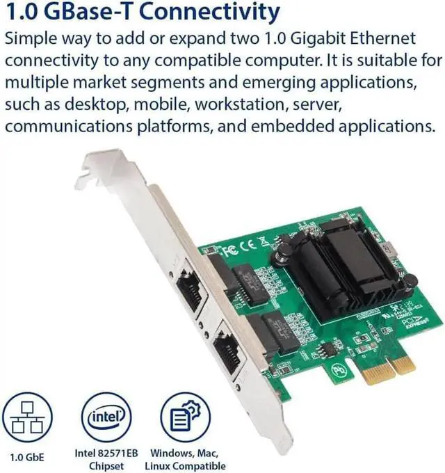 Alt view image 4 of 7 - 2-Port Gigabit PCIe SFP Network Card 1000M Dual Ports PCI Express Ethernet Adapter with Intel 82571EB LAN NIC Card for Support PXE for Windows/Windows Server/Linux with Low Profile