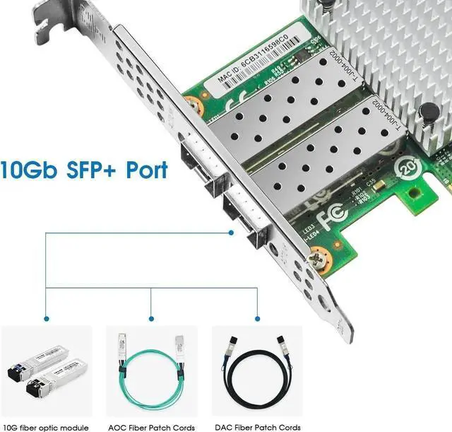 Alt view image 3 of 6 - Gigabit Network Card, 10/100/1000Mbps Dual-Ports RJ45 Copper Ethernet Adapter, with Intel I350 Chip, PCI-Express X1 NIC Support Windows Server/Linux/VMware