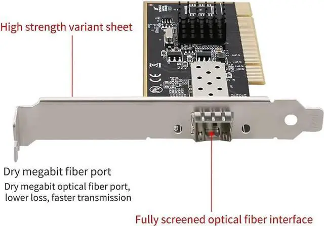 Alt view image 3 of 6 - diewu TXA087 1000Mbps PCI SFP Network Card Gigabit Ethernet LAN Adapter Fully Shielded SFP Slot with Intel 82545 Chip Support Windows Server/Linux/VMware