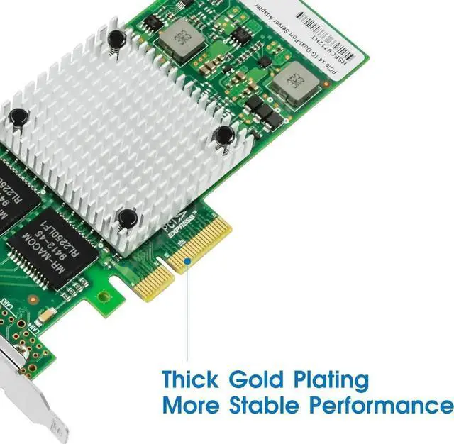 Alt view image 2 of 7 - Gigabit Network Card, 10/100/1000Mbps Dual-Ports RJ45 Copper Ethernet Adapter, with Intel I350 Chip, PCI-Express X4 NIC Support Windows Server/Linux/VMware,Compare to Intel I350-AM2/Intel I350-T2