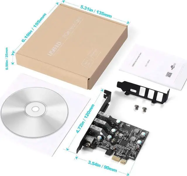 Alt view image 4 of 7 - PCI-E to USB 3.0 Type C +3 Type A Expansion Card - Interface USB 3.0 4-Port Express Card Desktop Supports UASP with Low Profile Bracket for Windows MAC Pro Linux