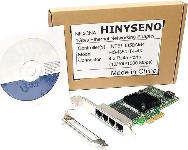 Alt view image 2 of 7 - 4 Port RJ-45 10/100/1000Mbps PCI-Express x 4 Gigabit Ethernet Server Adapter 4 Port Network Interface Controller Card for I350AM4 Chipset, Compare to Intel I350-T4