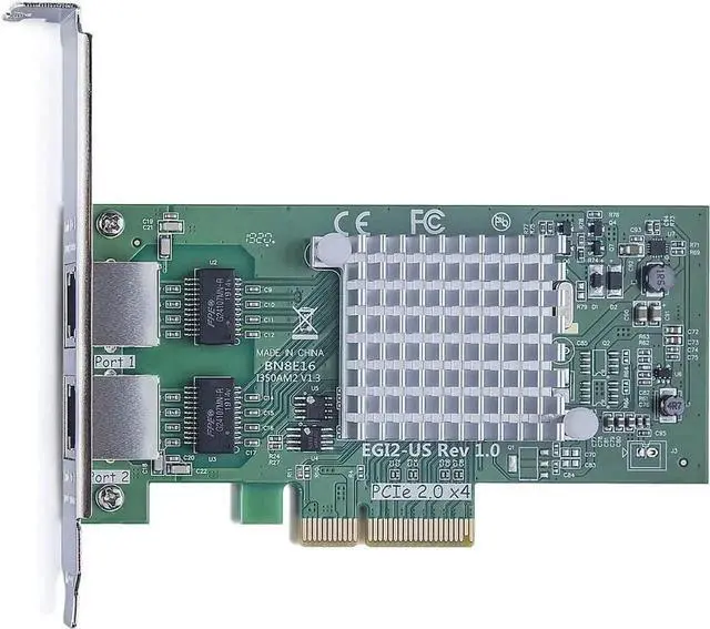Alt view image 5 of 5 - 1.25G Gigabit Ethernet Converged Network Adapter (NIC) with Intel I350AM2 Controller - Compatible for Intel I350-T2, Dual Copper RJ45 Ports, PCI-E 2.1 X4