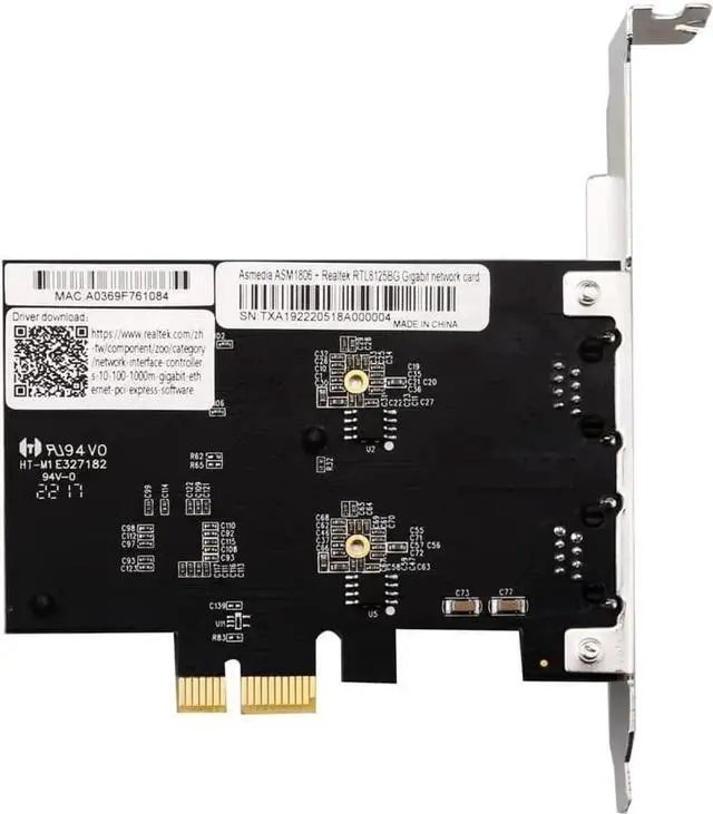 Alt view image 5 of 6 - Gigabit Dual Port Network Card 2*RJ45 LAN Port 10/100/1000/2500Mbps 2.5G Ethernet Controller Support for Desktop 8125BG Chip ESXi PXE Diskless Boot/Soft Routing