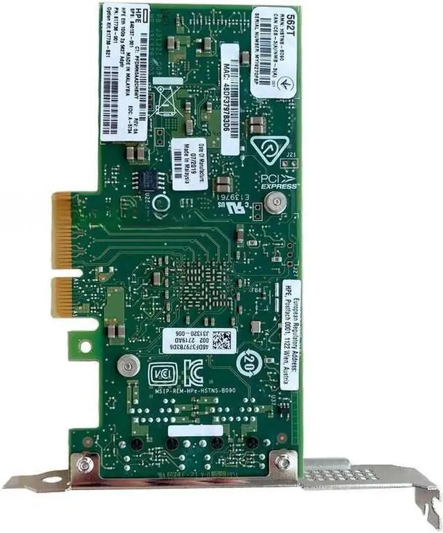 Alt view image 2 of 5 - 817738-B21 562T - Network adapter - PCIe 3.0 x4 - 10Gb Ethernet x 2 - for ProLiant ML110 Gen10, ML350 Gen10