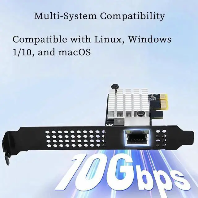 Alt view image 2 of 6 - PCIe 4.0 X1 to RJ45 10G Ethernet Network Card RTL8127 Chip High-Speed LAN Adapter with Multi-Speed Compatible with Windows/Linux Desktop, Server, and Gaming PC