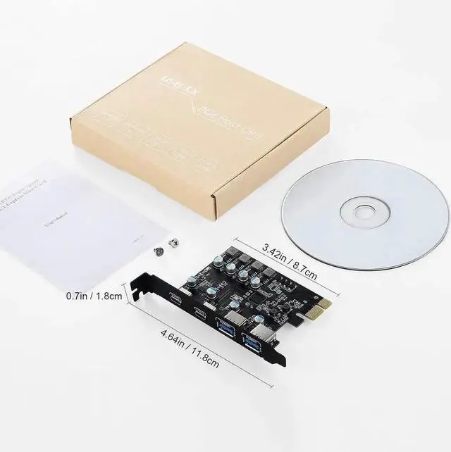 Alt view image 4 of 7 - PCI-E to USB 3.2 Gen 1, 4-Port(2X USB-C - 2X USB-A) Expansion Card,PCI Express USB Add in Card, Internal USB3.0 Hub Converter for Desktop PC Host Card