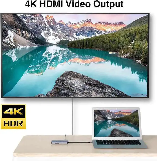 Alt view image 4 of 7 - USB C Hub, USB C Adapter 8 in 1 Type C Hub Adapter with 4K USB C to HDMI, Ethernet Port, SD/TF Card Reader, USB-C PD Charging Port, 3 USB 3.0 Ports for Mac/Pro, Chromebook and Type C Windows Laptops