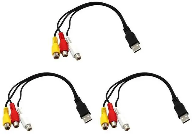 Main image of 3X USB To 3RCA Cable USB Female To 3 RCA Rgb Video AV Composite Adapter Converter Cable Cord Connector Lead