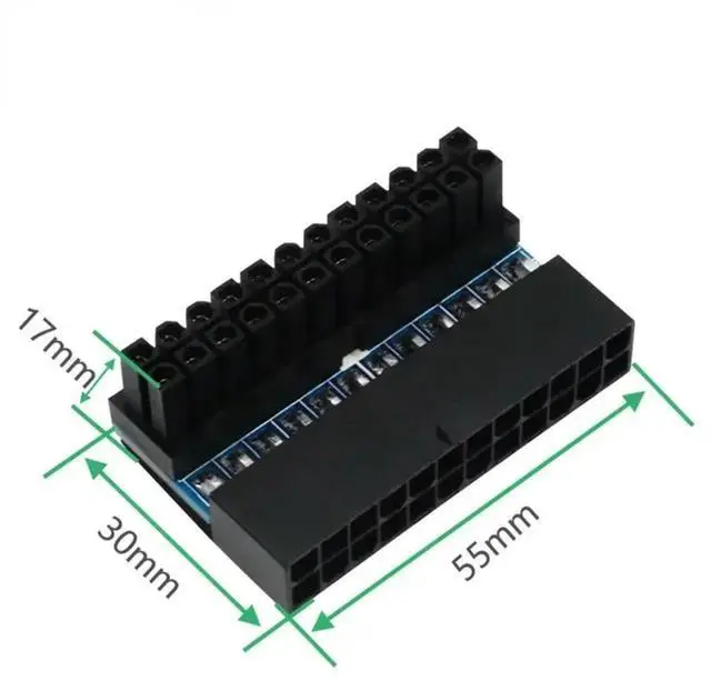 Alt view image 3 of 3 - 24 Pin To 24pin Power Plug Adapter, 90 Degree ATX 24Pin, Modular for Power Supply Cables, Mainboard Motherboard Power Connectors