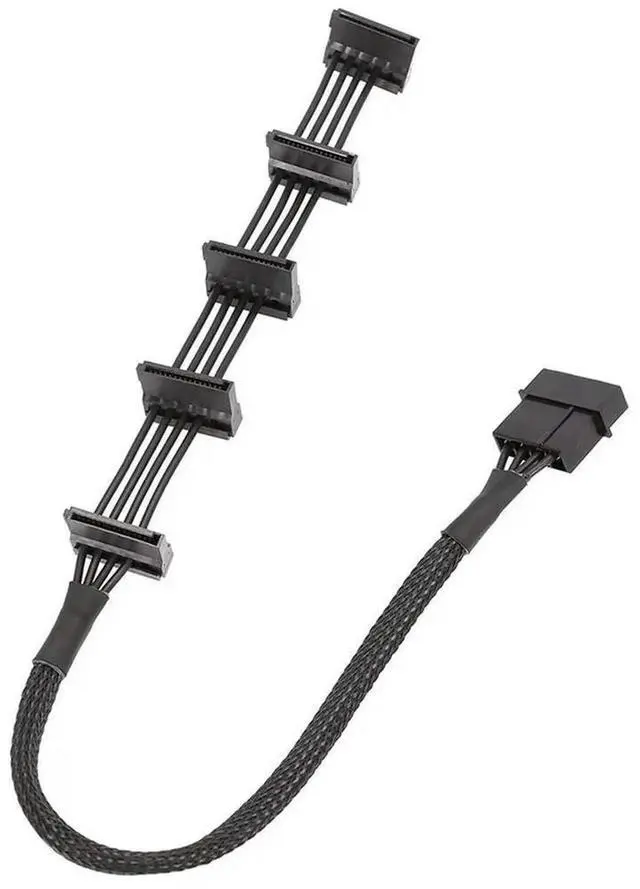 Alt view image 2 of 3 - 4Pin IDE Molex To 5 15Pin SATA Power Cable for Hard Drive HDD SSD, PC Server DIY Supply Splitter Cord, High Speed