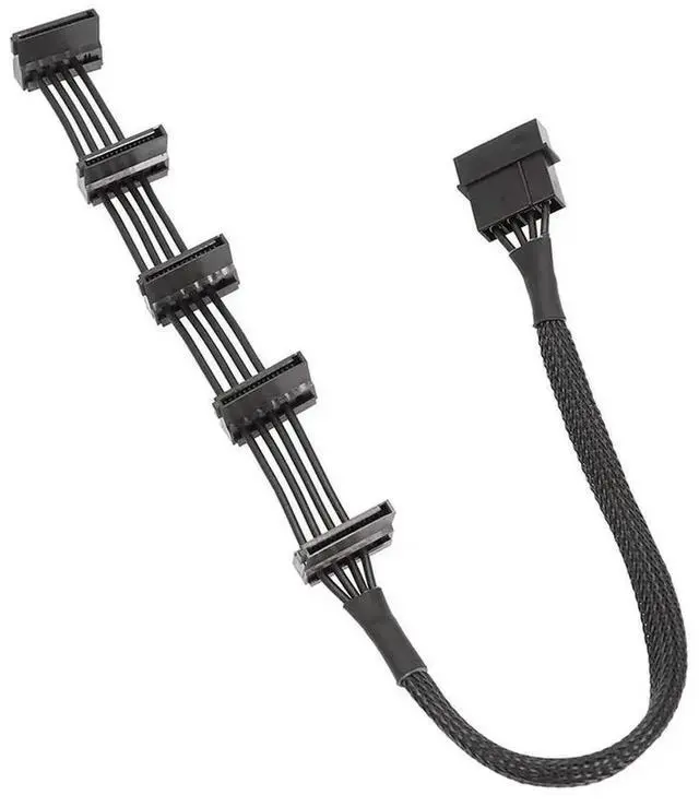 Alt view image 3 of 3 - 4Pin IDE Molex To 5 15Pin SATA Power Cable for Hard Drive HDD SSD, PC Server DIY Supply Splitter Cord, High Speed