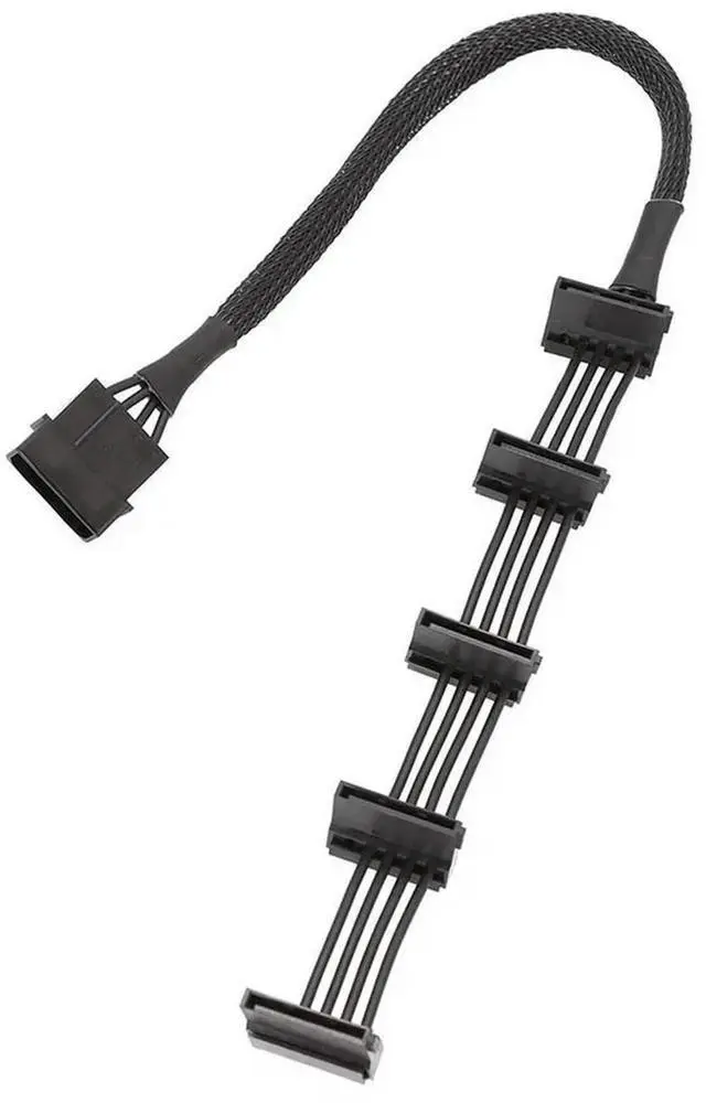 Main image of 4Pin IDE Molex To 5 15Pin SATA Power Cable for Hard Drive HDD SSD, PC Server DIY Supply Splitter Cord, High Speed