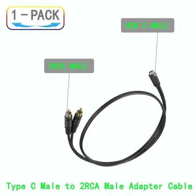 Alt view image 4 of 4 - 1pc USB Type-C Male to Dual 2 RCA Male Stereo Audio Converter Y Splitter Cable for Power Amplifier Car Home Theater Speaker