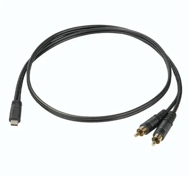 Alt view image 3 of 4 - 1pc USB Type-C Male to Dual 2 RCA Male Stereo Audio Converter Y Splitter Cable for Power Amplifier Car Home Theater Speaker