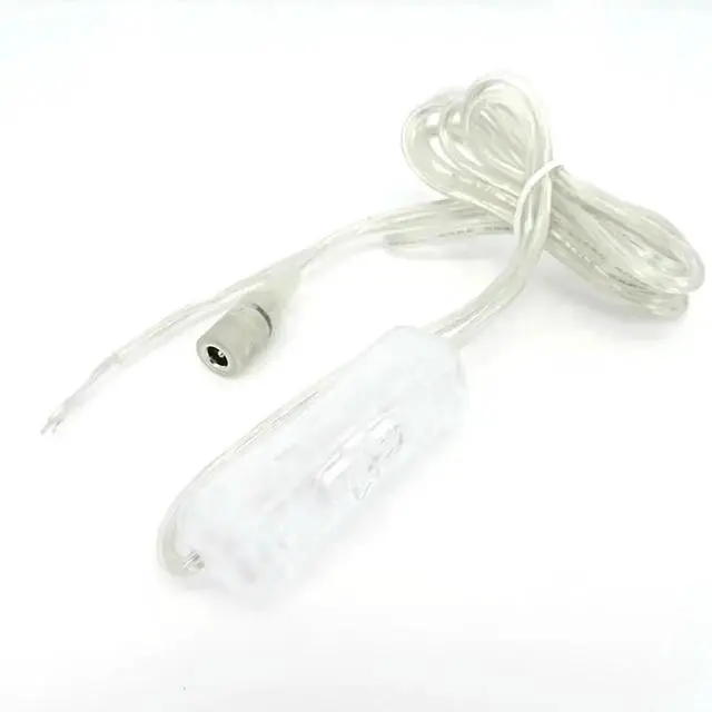 Main image of 2M 22awg DC 12V Cable Female 304 switch button Connector extension Power supply Cord for LED Strip Light 5.5*2.1mm transparent L