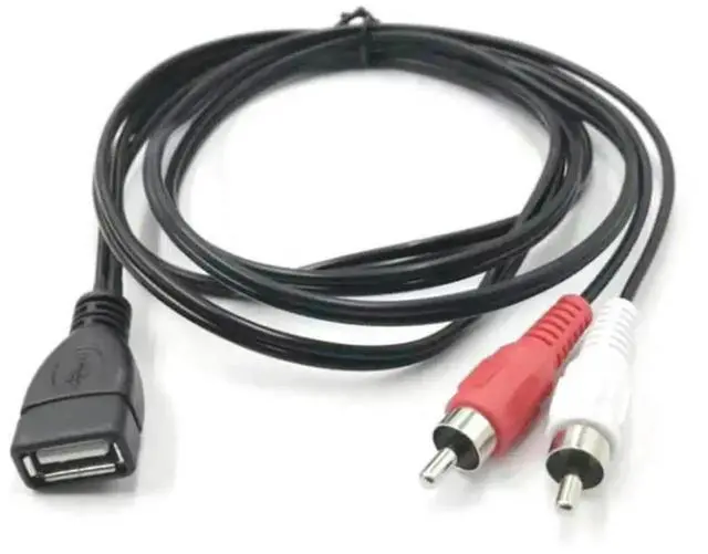 Alt view image 2 of 3 - USB 2.0 A Female Socket To 2 RCA 2RCA Male Plug connector converter Audio Video Extension Cable Adapter wire 1.5M/5 Ft E1
