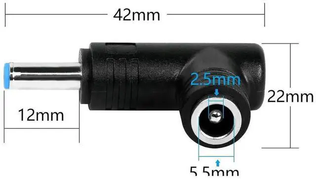 Alt view image 2 of 4 - 2pcs 90 Degree 240 Watt DC Power Connector Adapter 5.5mm x 2.5mm Female Plug to 4.5mm x 3.0mm Male Jack for Laptop Power