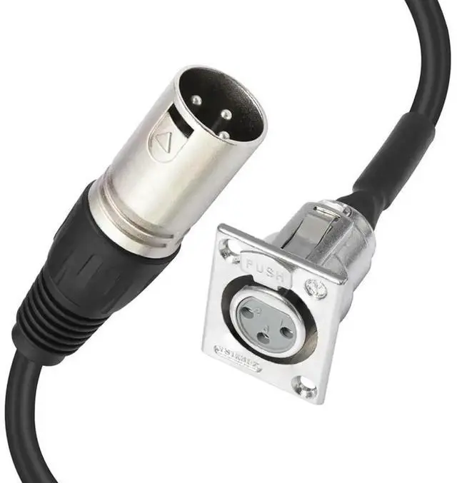 Main image of D XLR Female To Male Cable 2 Pack, Pass Through Connector, D Type XLR For Premium Stage Box, Patch Panel, Panel Mo