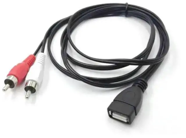 Alt view image 2 of 3 - USB 2.0 A Female Socket To 2 RCA 2RCA Male Plug connector converter Audio Video Extension Cable Adapter wire 1.5M/5 Ft L1