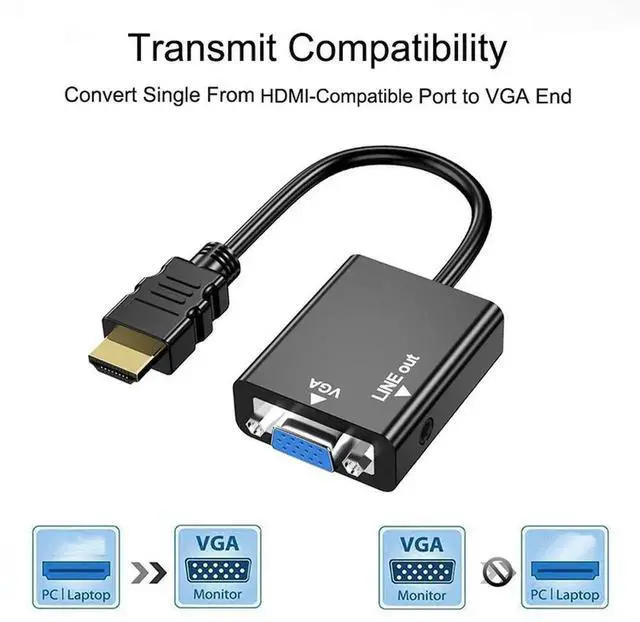 Alt view image 3 of 4 - Adapter HDMI-Compatible 1.4 TO VGA With 3.5mm Audio HDTV Male To VGA Female Converter Port HD To VGA Output 1080P HDTV Video