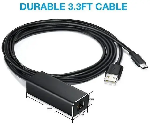 Alt view image 3 of 3 - 1pcs Ethernet Network Card Adapter Micro USB Power to RJ45 10/100Mbps for Fire TV Stick Chromecast for Google