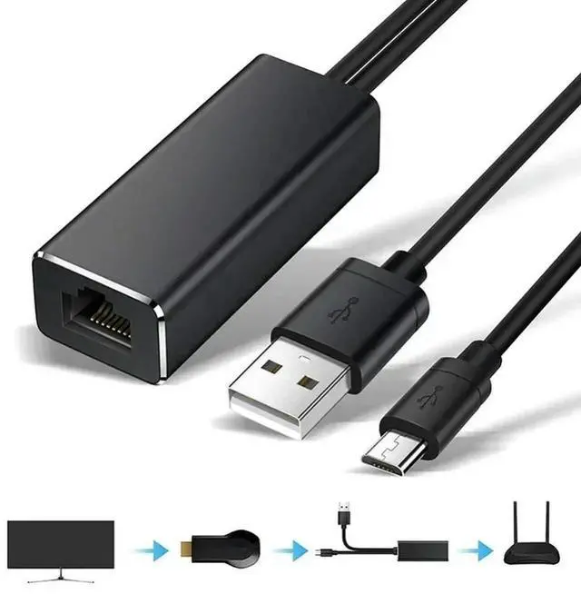 Alt view image 2 of 3 - 1pcs Ethernet Network Card Adapter Micro USB Power to RJ45 10/100Mbps for Fire TV Stick Chromecast for Google