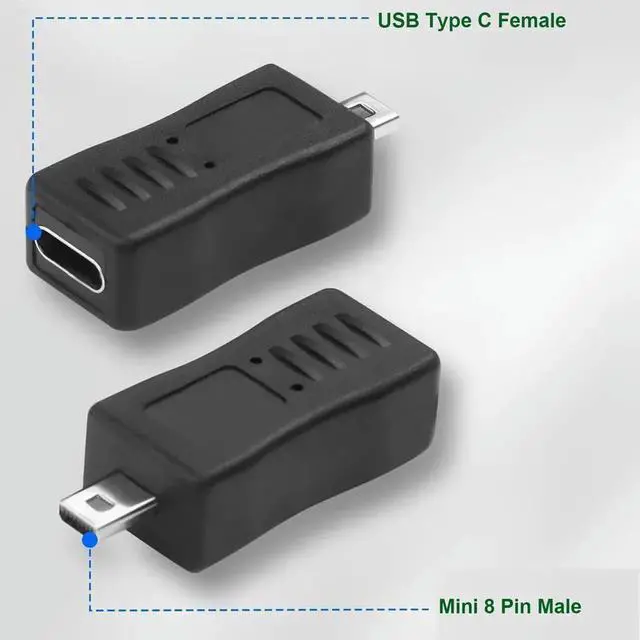 Alt view image 4 of 4 - 1pc Mini USB 8 Pin Male to USB Type C Female Convertor Adapter Connector Power Charge Data Sync for MP3 Digital Camera
