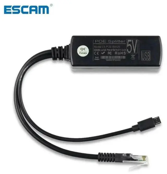 Alt view image 3 of 3 - Micro USB Active PoE Splitter Power Over Ethernet 48V to 5V 2.4A for Tablets Dropcam or Raspberry Pi IEEE 802.3af