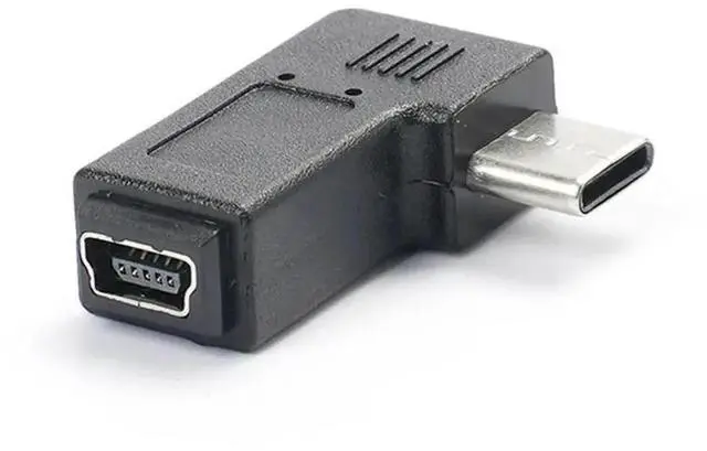 Main image of 1pc 90 Degree Right Angle USB Type C Male to Mini 5 Pin USB Female Charge Data Sync Adapter Connector For Camera GPS Dash Cam