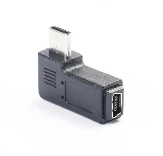 Alt view image 3 of 4 - 1pc 90 Degree Right Angle USB Type C Male to Mini 5 Pin USB Female Charge Data Sync Adapter Connector For Camera GPS Dash Cam