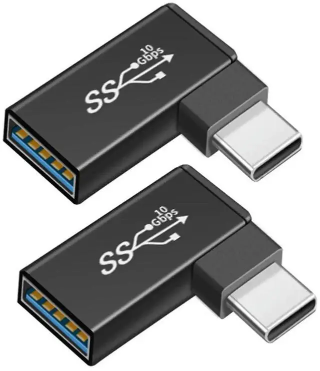 Alt view image 2 of 2 - 2pcs Right Left Angle 90 Degree USB Type C 3.1 Male to USB 3.0 A Female 10Gbps Data Charging Adapter Connector for Laptop Phone