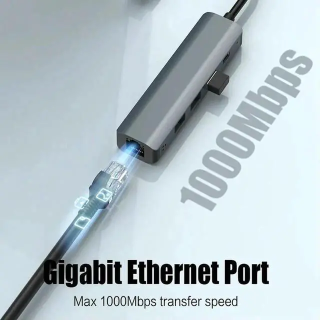 Alt view image 3 of 4 - USB C HUB USB-C Multiport Adapter Type C 3.1 USB 3.0 Data Transfer Gigabit Ethernet RJ45 1000Mbps Splitter for MacBook Pro Air