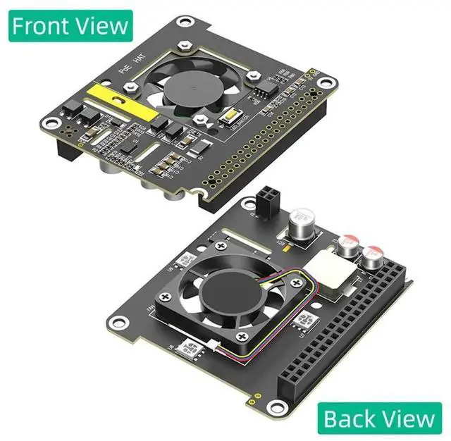 Alt view image 4 of 4 - Poe HAT For Raspberry Pi 5 With Cooling Fan/Computer Module 5, With Automatic Discoloration LED Light