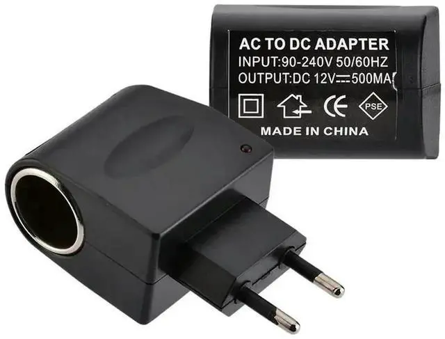 AC Adapter With Car Socket Auto Charger EU Plug 220V AC To 12V DC Use For Car Electronic Devices Use At Home