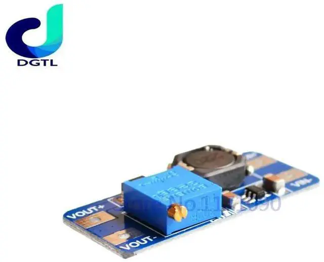 Alt view image 3 of 3 - MT3608 DC-DC Adjustable Boost Module 2A Boost Plate Step Up Module with MICRO USB 2V-24V to 5V 9V 12V 28V