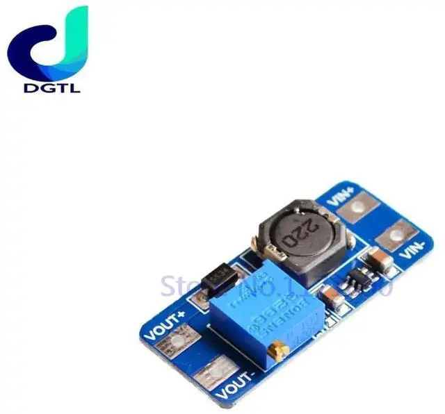 Alt view image 2 of 3 - MT3608 DC-DC Adjustable Boost Module 2A Boost Plate Step Up Module with MICRO USB 2V-24V to 5V 9V 12V 28V