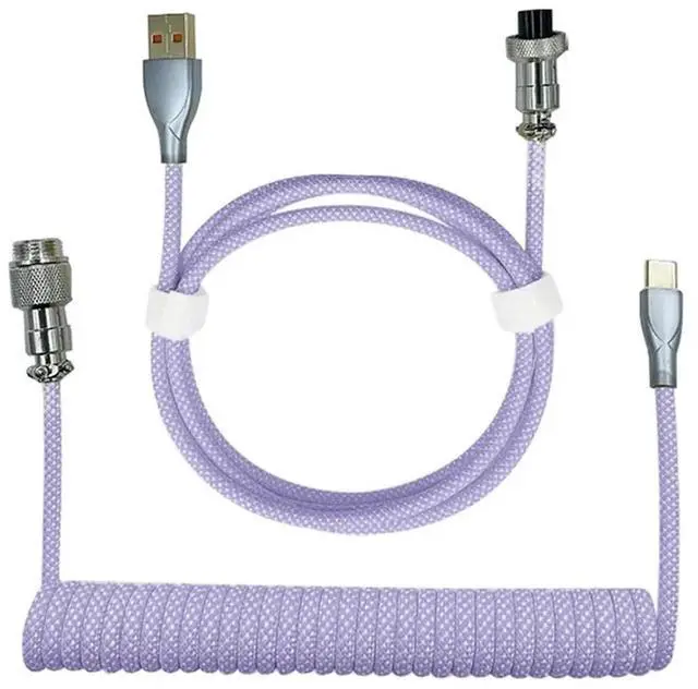 Alt view image 2 of 2 - FOR Type-C To USB Data Cable Mechanical Keyboard Coiled Cable Airline Cable Gaming Keyboard Cable Spring Cable
