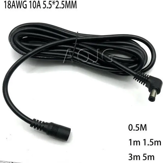 Main image of FOR Elbow 19V DC5.5*2.5MM Male to Female Notebook Power Extension Cord For Pole Meter Projector Power Cord 0 0.5m 5m 18AWG