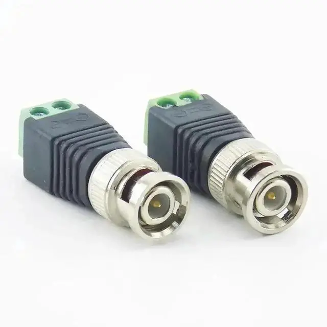 Main image of Coax CAT5 BNC Male Connector Plug, DC Adapter, Balun Connector for CCTV Camera Security System Surveillance Accessories, 2x