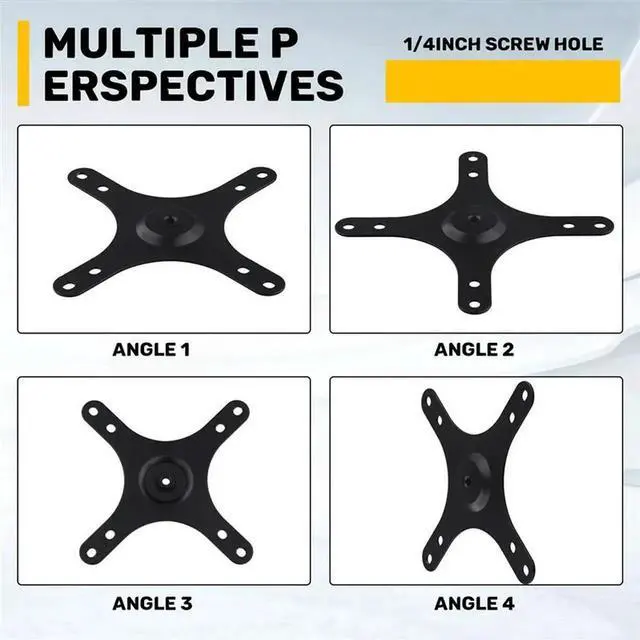 Alt view image 2 of 4 - 2X Portable Monitor Mounting Bracket Plate VESA 1/4 Inch Screw Hole To 100X100mm 75X75mm, M4 Screw Set Wall Mount Holder