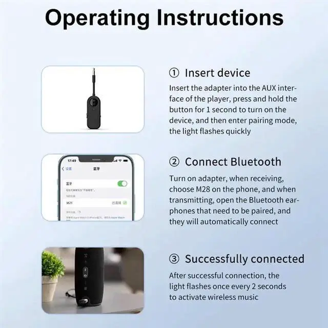 Alt view image 2 of 3 - Bluetooth 5.3 Audio Receiver Transmitter 3.5Mm AUX With Mic Stereo Music Adapter For Headphones PC Car Speakers