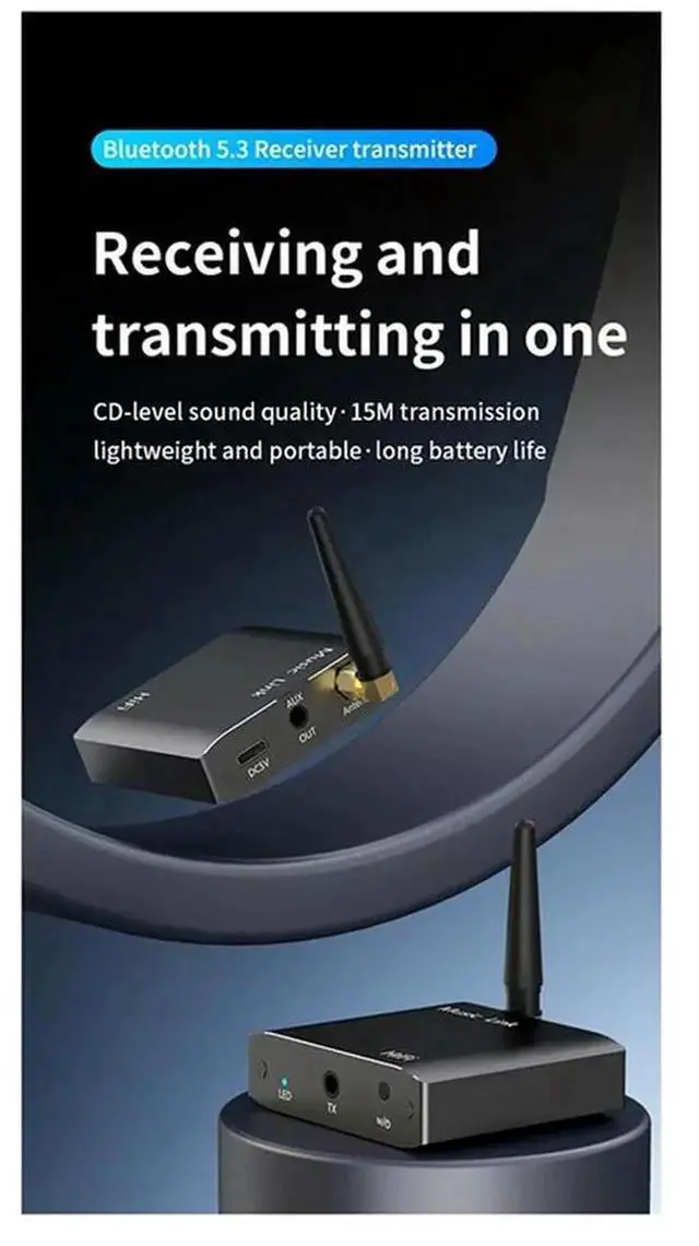 Alt view image 2 of 4 - Bluetooth 5.3 Audio Receiver Transmitter Aux Wireless Stereo Music Adapter For TV PC Speaker Car Headphones