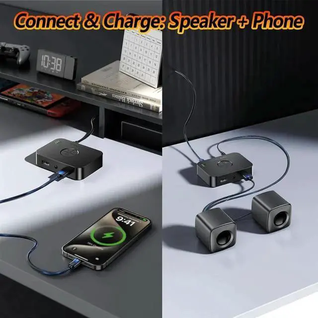 Alt view image 4 of 4 - AUX 3.5Mm Bluetooth 5.4 Receiver For Home Stereo,Audio Adapter For Hifi Music Streaming,Wired Speakers,USB Flash