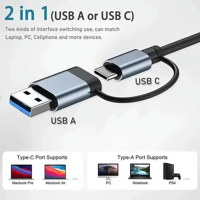 Alt view image 3 of 4 - 8 in 1 USB Hub Type A C 3.0 Concentrator Docking Station Multi Adapter SD TF Card Reader Audio Multi-hub Dock Splitter Hubs