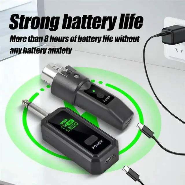 Alt view image 2 of 4 - UHF XLR Adapter System Wireless Microphone Transmitter Receiver For Dynamic Microphone Guitar Audio Mixer PA System