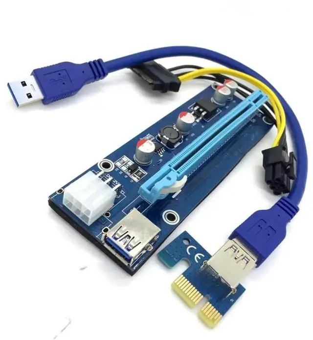 Main image of FOR Pcie Pci-e Pci Express adapter expansion Card x1 To x16 GPU Usb 3.0 converter X1 X16 Card SATA 6Pin Power Cable