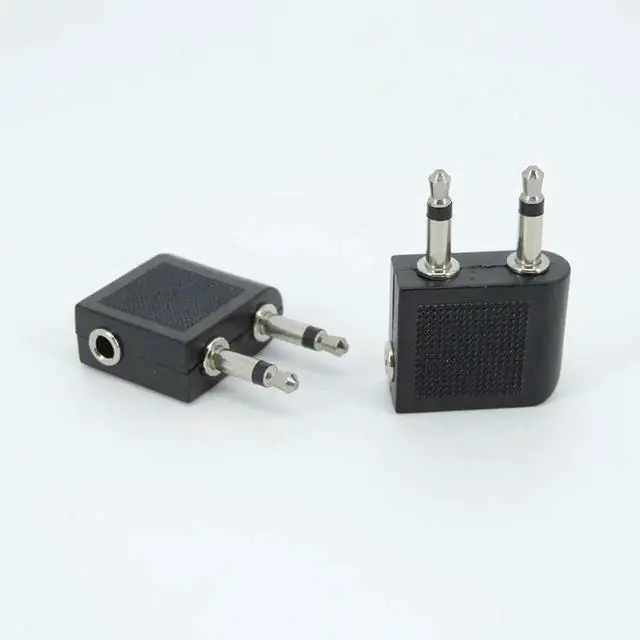 Alt view image 3 of 3 - Nickel plated Air Plane dual 3.5mm Airplane socket Airline Headphone Mono Audio Converter Travel Jack Plug Splitter Adapter L1