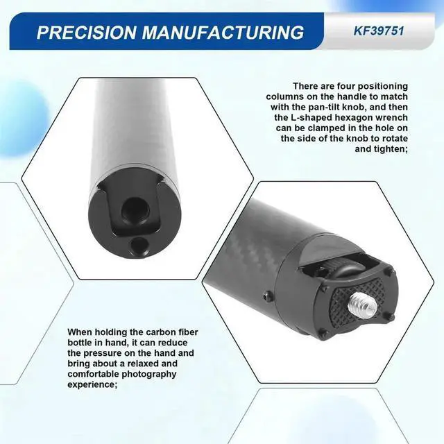 Alt view image 2 of 3 - Carbon Fiber Handle Gimbal Grip Cold Shoe Mount Adapter for Zhiyun WEEBILL S LAB Stabilizer for Monitor Microphone Rich