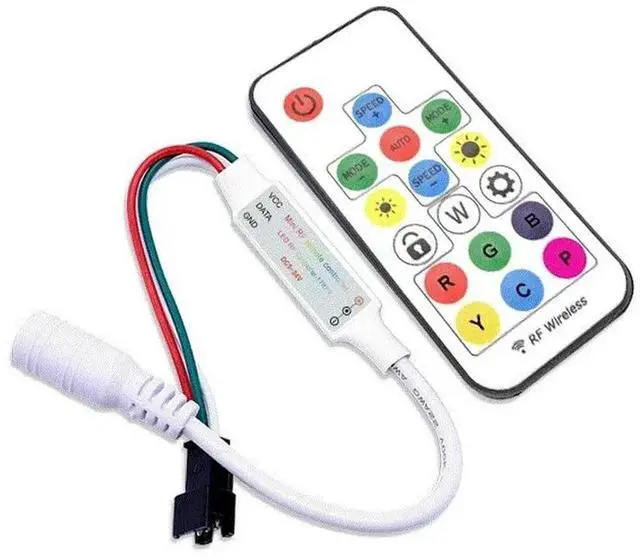 Alt view image 3 of 3 - 17Key Digital RGB LED Strip Controller for WS2812B WS2811, 2048Pixels, 300 Kinds of Changes, DC5V 12V, RF Wireless Remote
